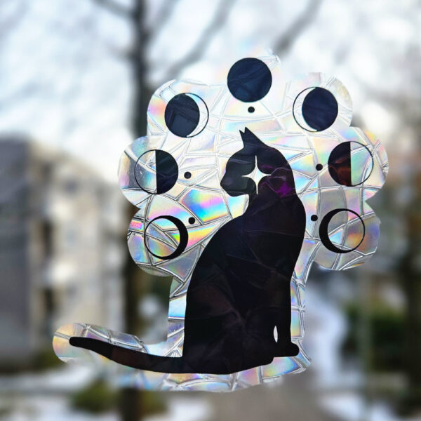 Moon Phase Cat Suncatcher Fenstersticker