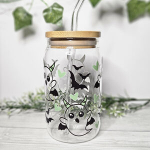 Little Ghostie Trinkglas mit Glasstrohhalm