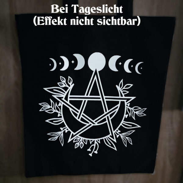 Moonphase Pentagramm Beutel | Glow in the dark – Bild 2